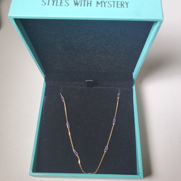 LOUISA SECRET 14K Gold Plated Sterling Silver Necklace  Amethyst Style - Picture 3 of 11